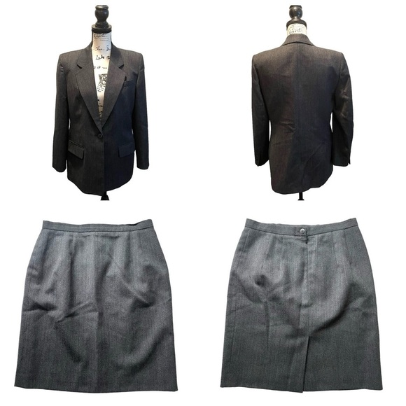 Talbots Petite 2pc Skirt Suit Blazer Jacket Gray Size 8P Wool NWOT Business - Picture 13 of 13